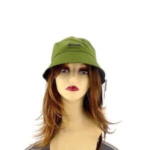 Steve Madden Bucket Hat Olive Green One Size Satin Lined
